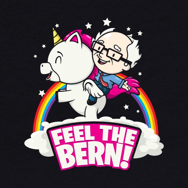 Bernie Sanders Feel The Burn Unicorn Rainbow Cartoon by SWIFTYSPADE